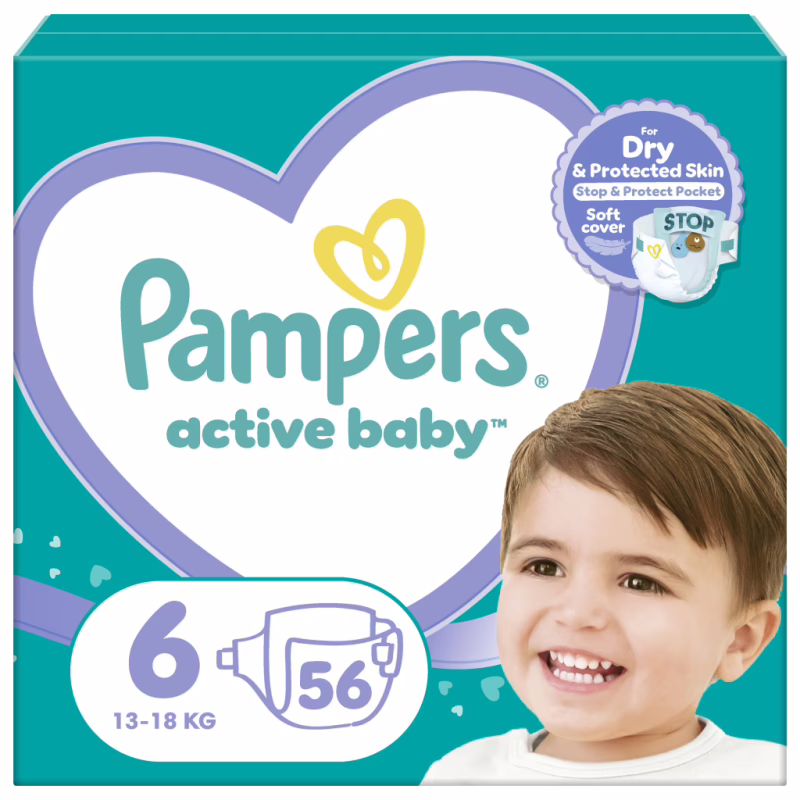 Подгузники Pampers Active Baby Giant Размер 6 (13-18 кг) 56 шт (8001090950130)