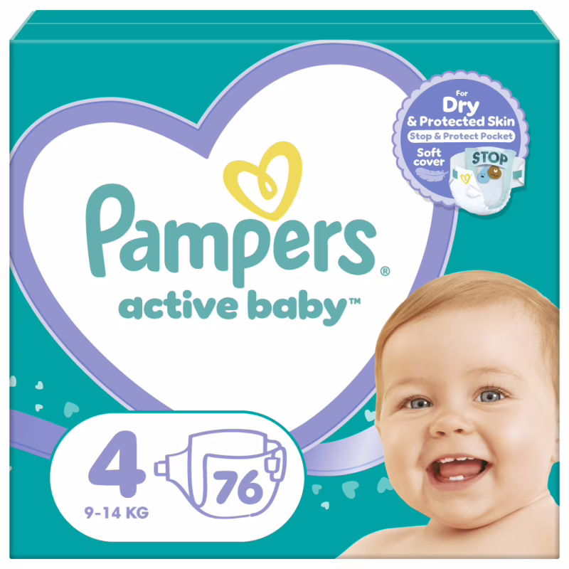 Подгузники Pampers Active Baby Maxi Размер 4 (9-14 кг) 76 шт (8001090949615)
