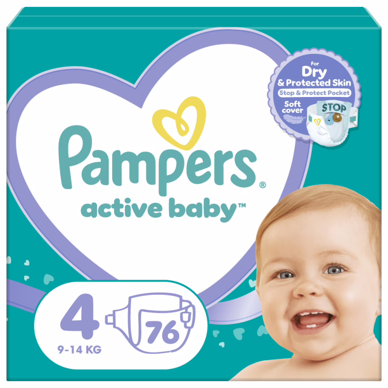 Подгузники Pampers Active Baby Maxi Размер 4 (9-14 кг) 76 шт (8001090949615)