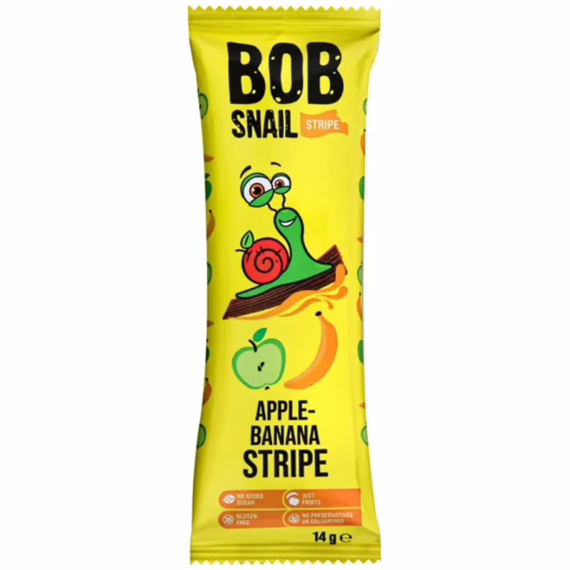 Конфета Bob Snail Яблочно-банановая страйп, 14 г (4820219344254)