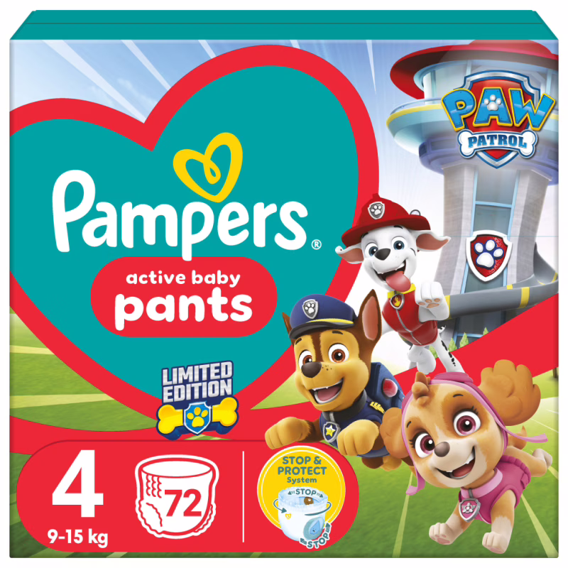 Подгузники Pampers Maxi Размер 4 (9-15 кг) Paw Patrol 72 шт (8006540863572)