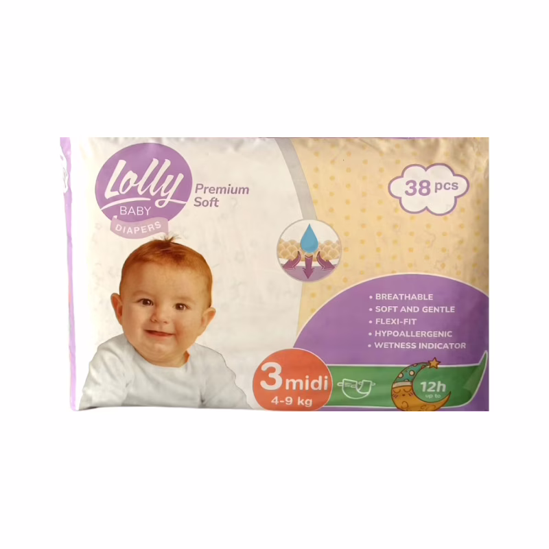 Подгузники Lolly Premium Soft Midi 3 (4-9 кг) 38 шт (4820174981150)