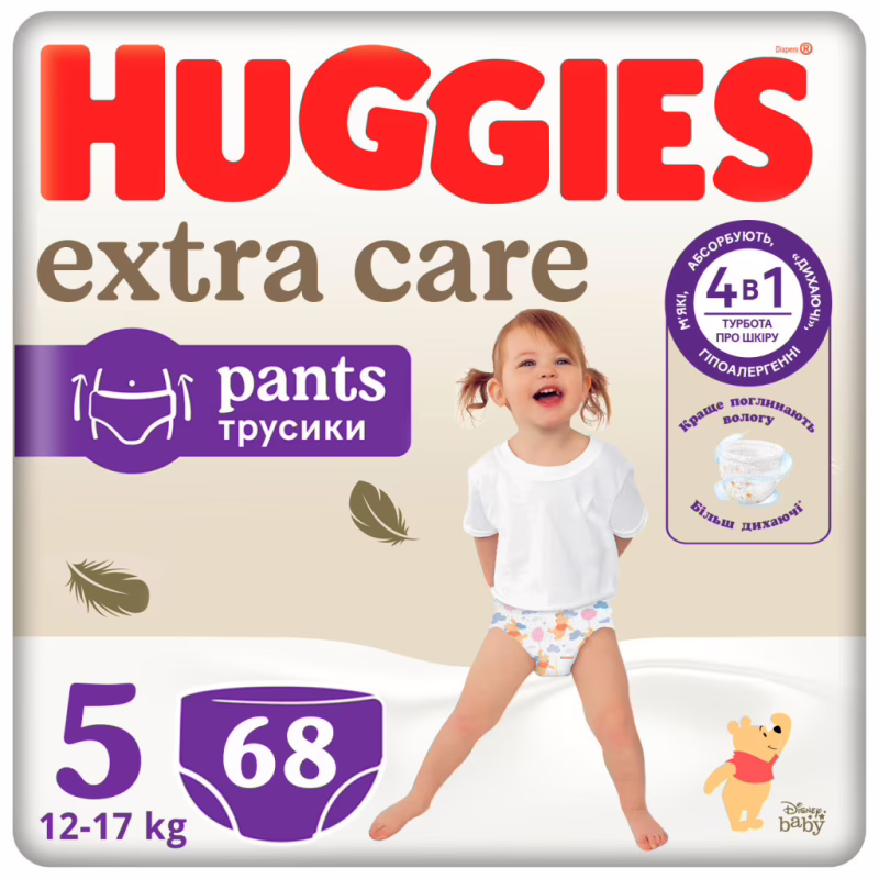 Подгузники Huggies Extra Care Размер 5 (12-17кг) Pants Box 68 шт (5029053582412)