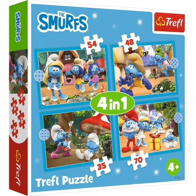 Пазл Trefl The Smurfs Село Смурфів 4 in 1 (35, 48, 54, 70) елемента (5900511346565)