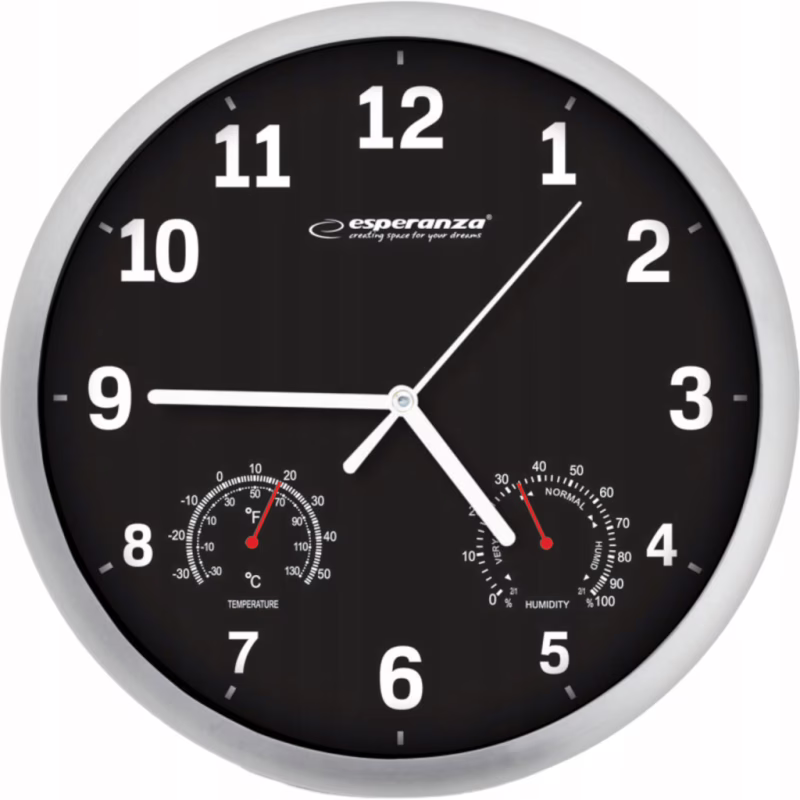 Настенные часы Esperanza Wall Clock Lyon 25см Black (EHC016K)