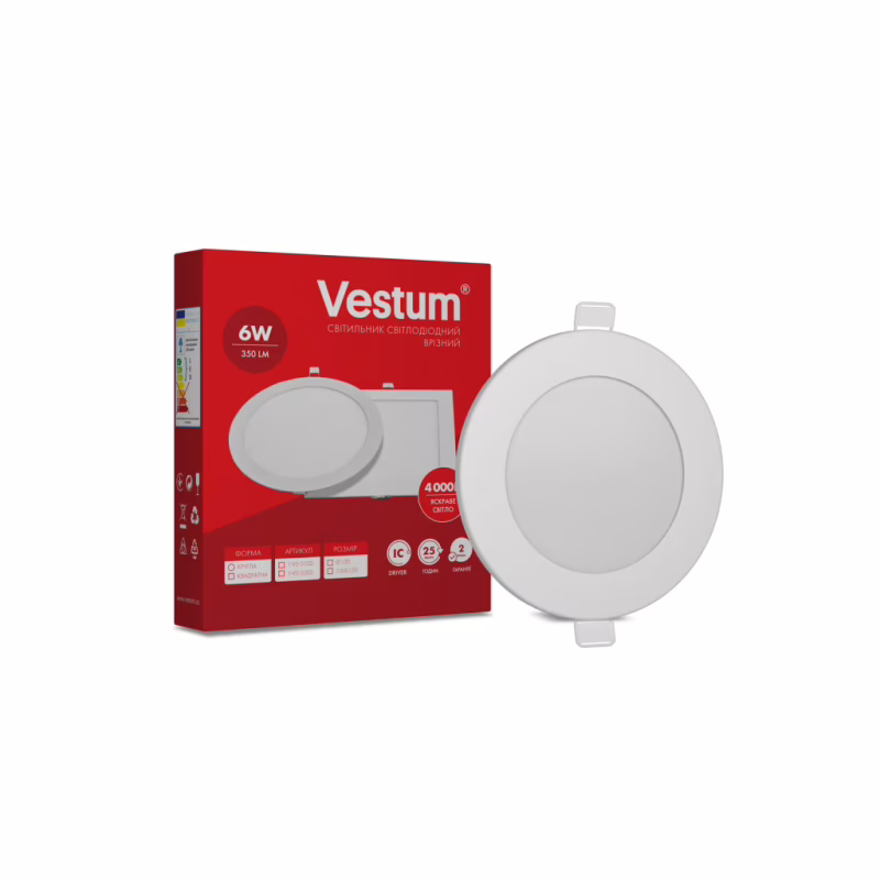 Светильник Vestum LED круглый 6W 4000K 220V (1-VS-5102)