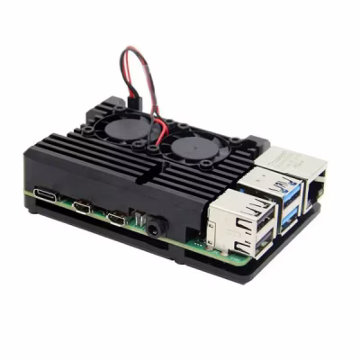 Додаткове обладнання для Мікро ПК Raspberry Pi радіатор для 4B алюмінієвий з 2 кулерами (RA503)