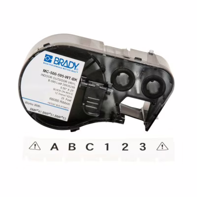 Лента для принтера этикеток Brady M4C-500-595-WT-BK 12,70мм х 7,62м, black on white, vinyl (143371)