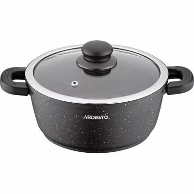 Каструля Ardesto Gemini Anzio скляна кришка 20 см 2,5 л чорна (AR2420GE)