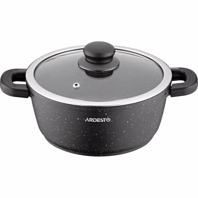 Каструля Ardesto Gemini Anzio скляна кришка 20 см 2,5 л чорна (AR2420GE)