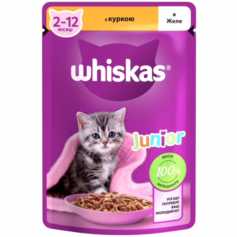 Влажный корм для кошек Whiskas Kitten Курица в желе 85 г (5900951302152)