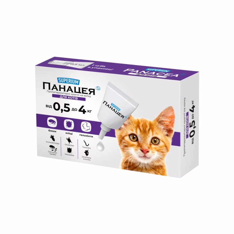 Капли для животных Superium Panacea Противпаразитарные для кошек от 0.5 до 4 кг (9134)