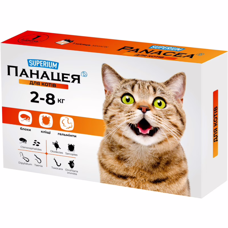Таблетки для тварин Superium Панацея для котів вагою 2-8 кг (9127)