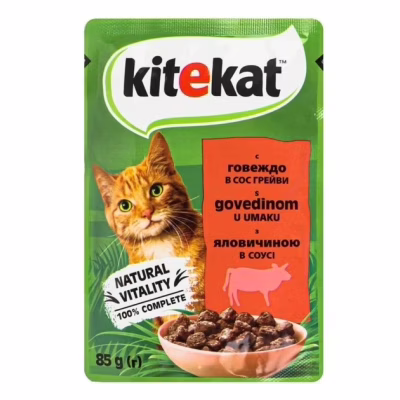 Вологий корм для кішок Kitekat з яловичиною в соусі 85 г (5900951307379)