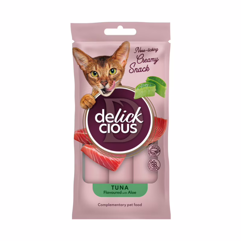 Лакомство для котов Delickcious Тунец с добавлением алоэ 4 х 15 г (4820269141605)