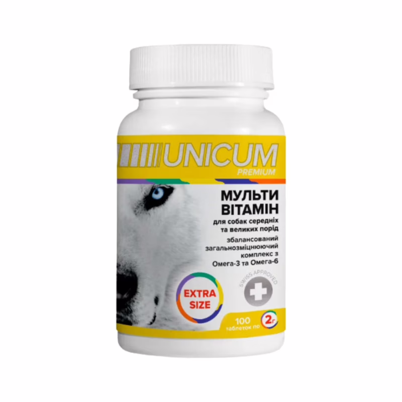 Витамины для собак Unicum PREMIUM EXTRA SIZE Мультивитамин 100 табл. (4820275971678)