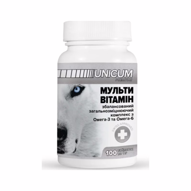 Витамины для собак Unicum PREMIUM мультивитамин 100 табл. (4820150201869)