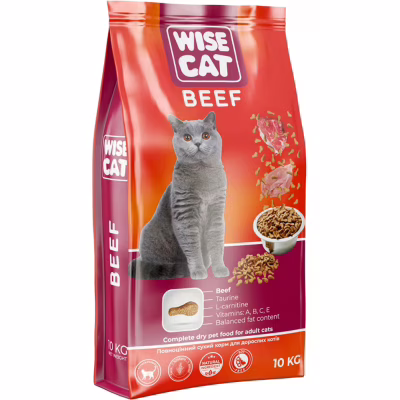 Сухий корм для кішок Wise Cat Beef 10 кг (4820111141289)