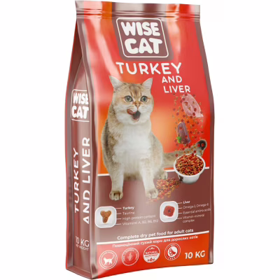 Сухий корм для кішок Wise Cat Turkey and liver 10 кг (4820111141609)