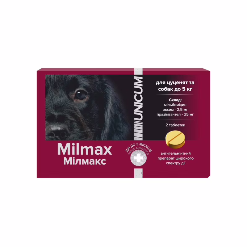 Таблетки для тварин Unicum Milmax антигельмінтні для цуценят і собак до 5 кг (4820150209797)