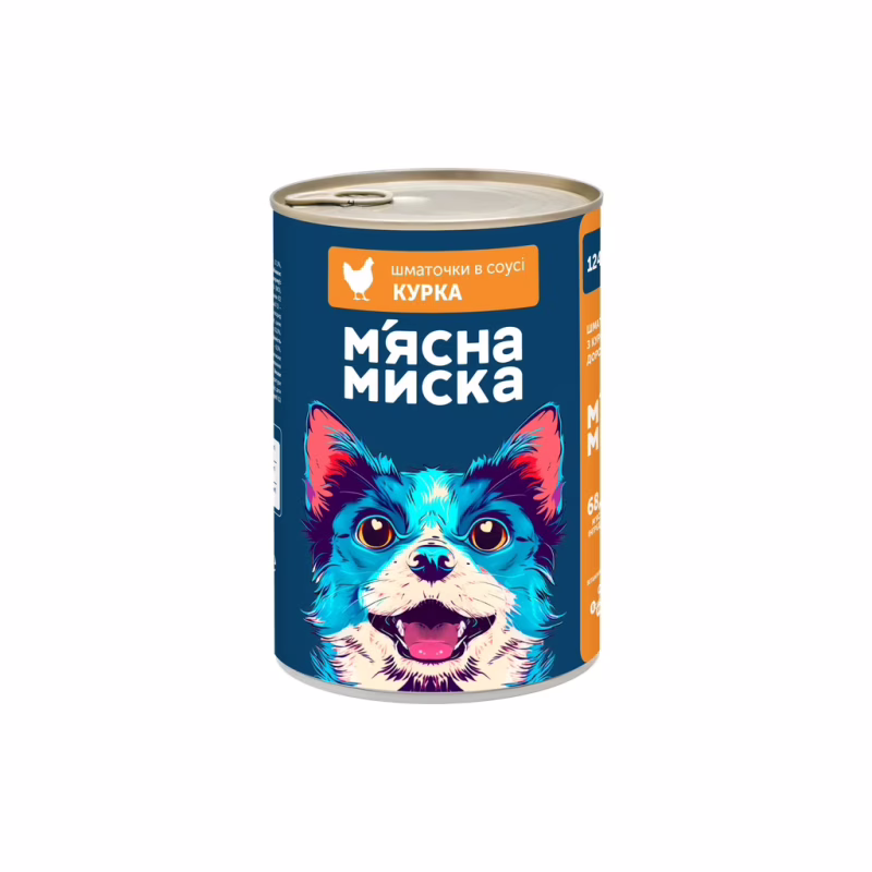 Консервы для собак М'ясна Миска кусочки в соусе с курицей 1240 г (4820255192215)