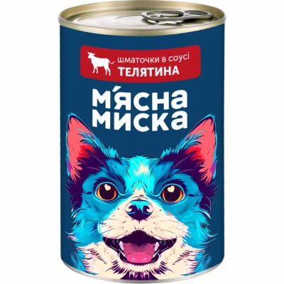 Консервы для собак М'ясна Миска кусочки в соусе с телятиной 415 г (4820255192154)
