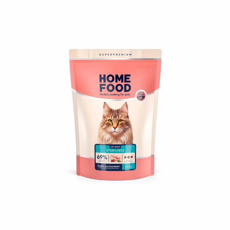 Сухий корм для кішок Home Food For sterilised з кроликом та журавлиною 1.6 кг (4820235020026)