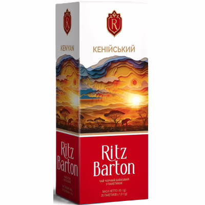 Чай Ritz Barton Кенійський Чорний байховий 25 пакетиків по 1.8 г (4820279610986)