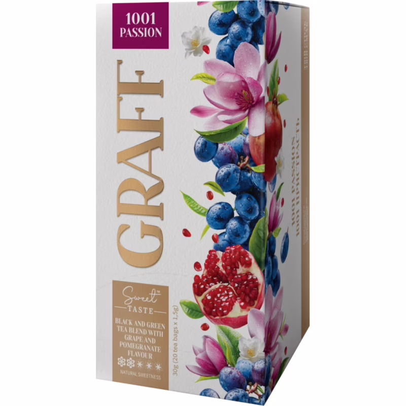 Чай Graff 1001 Passion з ароматом винограду та гранату 20х1.5 г (4820279612522)
