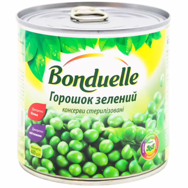 Овочева консервація Bonduelle Горошок зелений консервований 400 г (3083680048774)