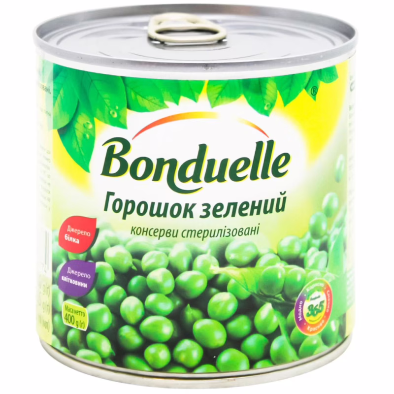 Овочева консервація Bonduelle Горошок зелений консервований 400 г (3083680048774)