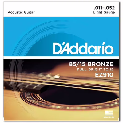 Струны для гитары D'Addario 85/15 Bronze Light (11-52) (EZ910)