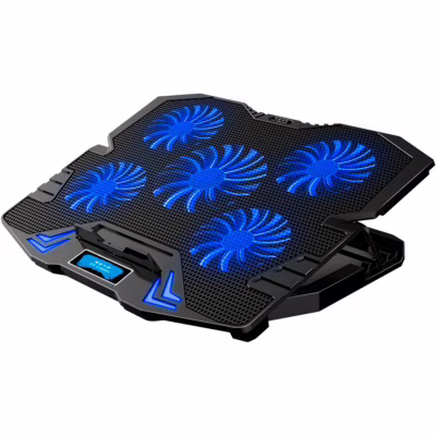 Підставка до ноутбука IceCoorel 10-15", 1*125mm 1400 RPM + 4*70mm 2500 RPM, 2*USB, 365x297x30mm, Blue (K5Bl)