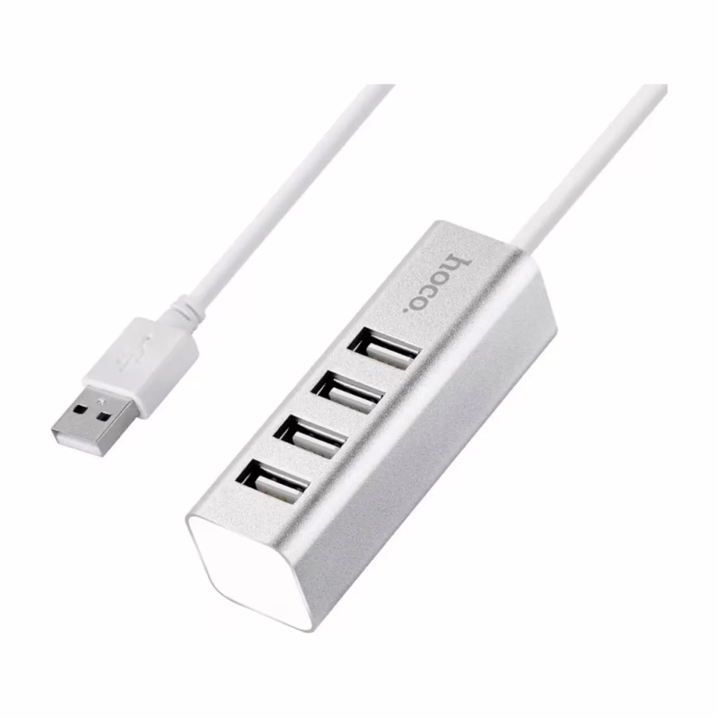 Концентратор HOCO USB 2.0 to 4xUSB Line machine HB1 Silver (6957531038146)