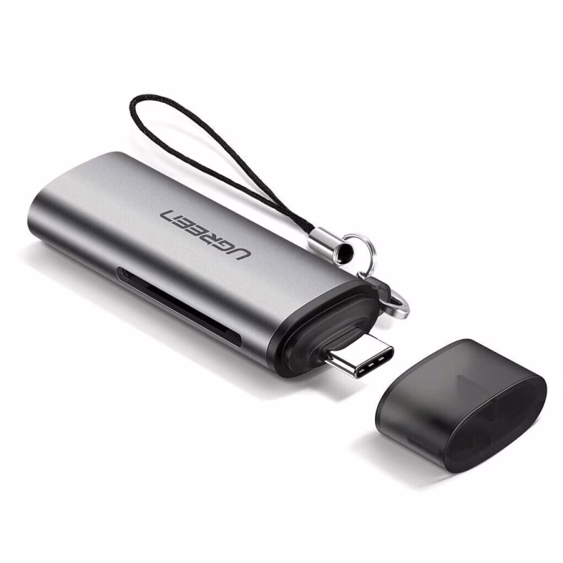Зчитувач флеш-карт Ugreen USB Type-C 3.1 to TF/SD CM184 Gray (50704)