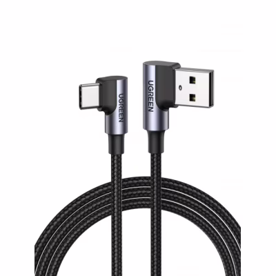 Дата кабель USB 2.0 AM to USB-C 1.0m 3A 90° corner US176 black Ugreen (20856)