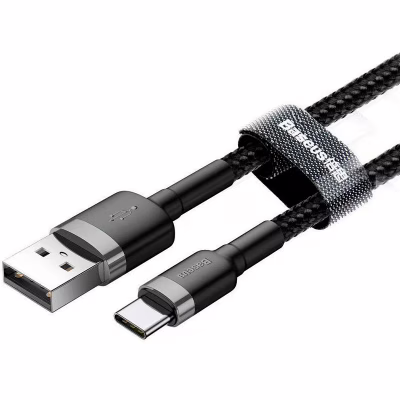 Дата кабель USB 2.0 AM to USB-C 1.0m 3A grey-black Baseus (CATKLF-BG1)