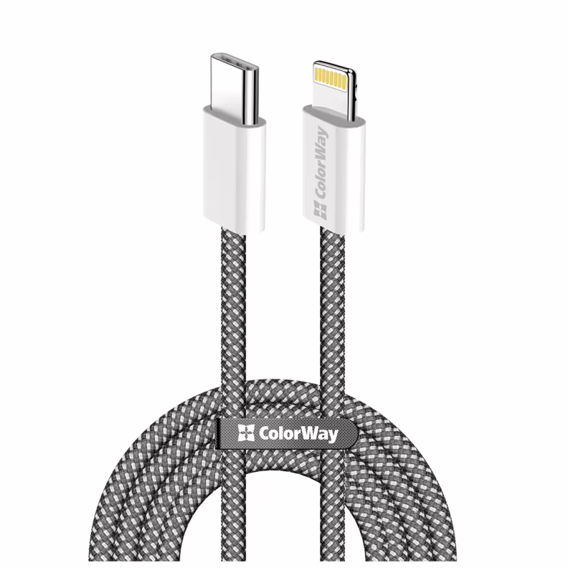 Дата кабель USB-C to Lightning 2.0m 27W PD FC black ColorWay (CW-CBPDCL068-BK)