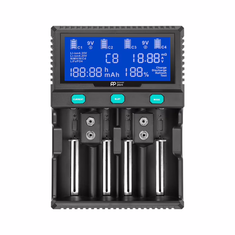 Зарядний пристрій для акумуляторів PowerPlant PP-A4 (Ni-MH,Cd,Li-ion,LiFePO4 / input AC 100V-240V DC 12V) (AA620173)