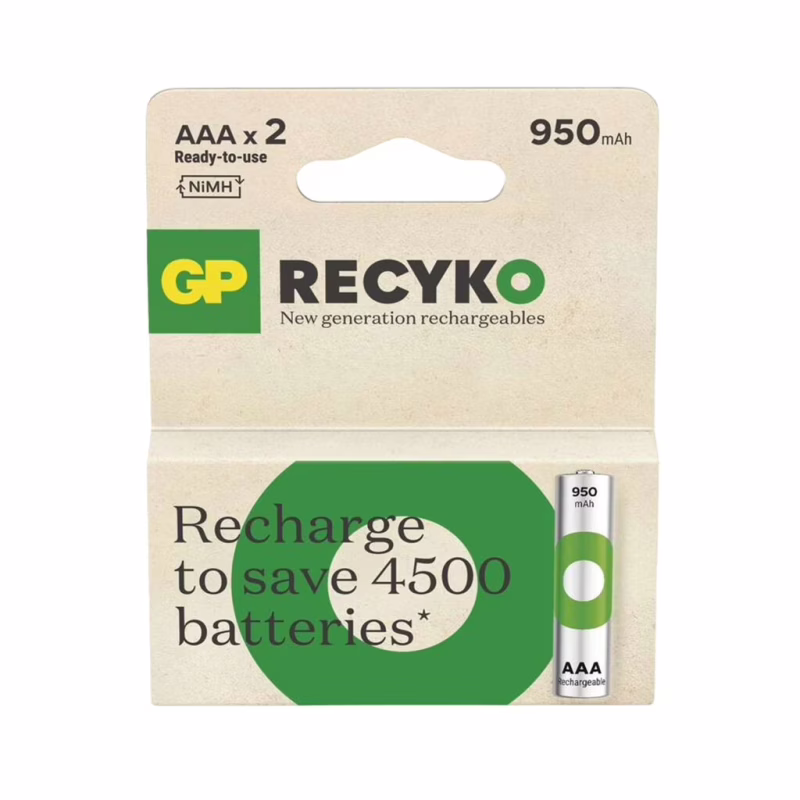 Аккумулятор Gp AAA 950mAh ReCyko HR03 1.2V (2 battery pack) (100AAAHCER21-2TLB2 / 4891199212628)