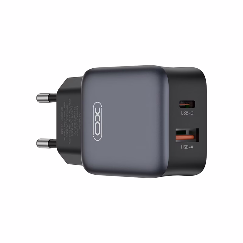 Зарядное устройство XO L156 USB-C PD30W + USB-A QC3.0 Black (L156.black)