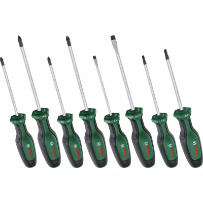 Набір викруток Bosch набір 8шт, SL 4, 6.5 мм, PH1х100 мм, PH2х125 мм, PZ1х100 мм, PZ2х125 мм, Т20х (1.600.A02.BX8)