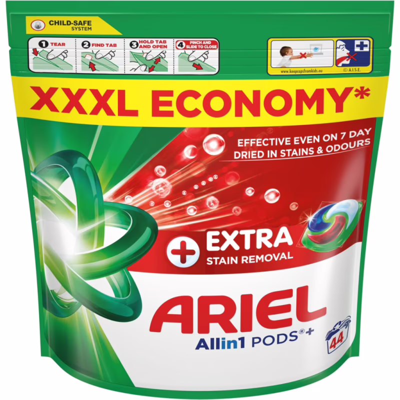 Капсулы для стирки Ariel Pods+ All-in-1 Extra Stain Removal Экстрасила выведение пятен 44 шт. (8700216764940)