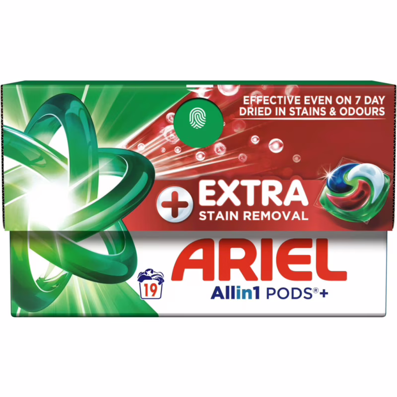 Капсулы для стирки Ariel Pods+ All-in-1 Extra Stain Removal Экстрасила выведение пятен 19 шт. (8700216765800)
