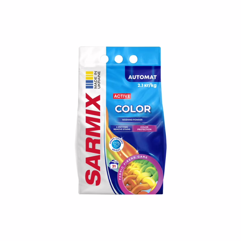 Пральний порошок Sarmix Active Color для всіх типів прання 2.1 кг (4820268104229)