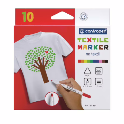 Набір маркерів Centropen набір для текстилю Textile 1.8 мм 10 шт (2739.10)