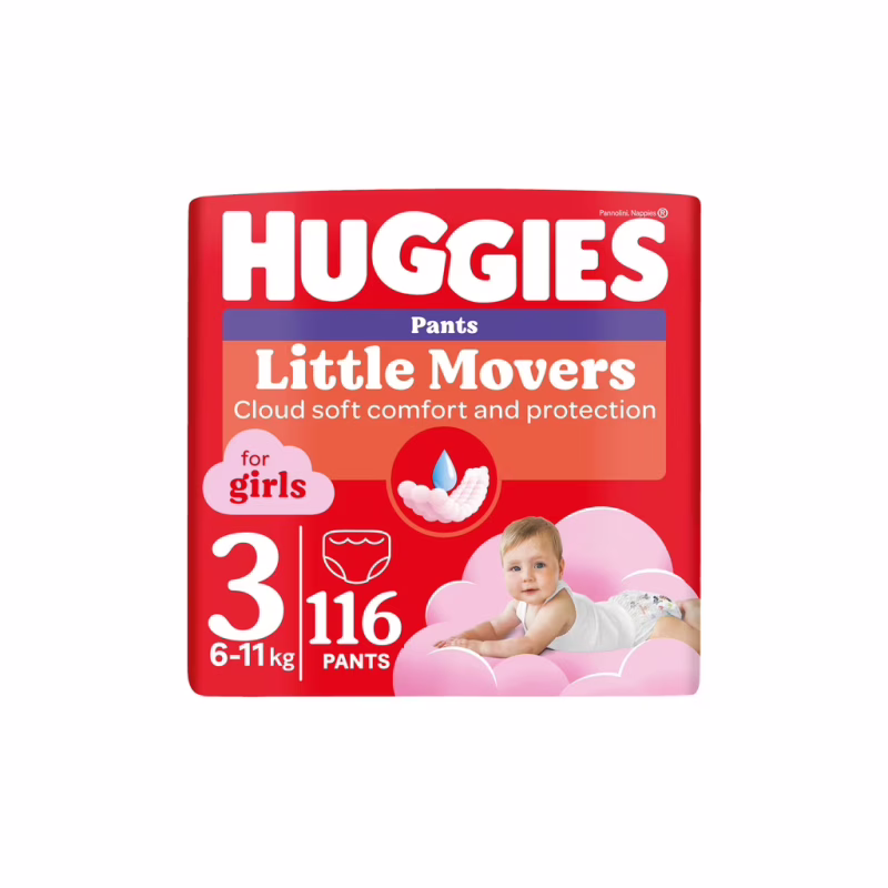 Подгузники Huggies Little Movers/Pants 3 M-Pack 6-11 кг для девочек 116 шт (5029054568033)