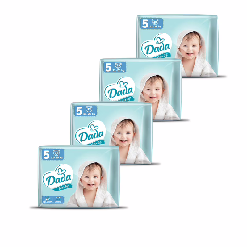 Подгузники Dada Extra Soft Размер 5 Junior (11-25 кг) 4 упаковки по 39 шт 156 шт (4820174989569)