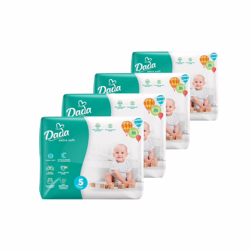 Подгузники Dada Extra Soft Размер 5 Junior (11-25 кг) 4 упаковки по 39 шт 156 шт (4820174989569)