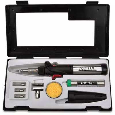 Газовый паяльник Toptul 150W с комплектом насадок 8шт. (EGAE0801)
